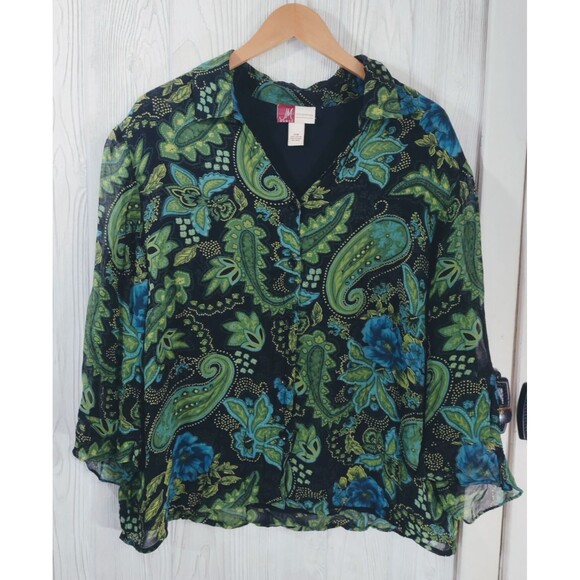 JM Collection Top Womens 16 Lined Flowy Boho Blouse Free Shipping - Picture 2 of 12